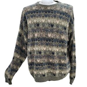 TSR sweater men's size XL green cream multicolor chevron pattern made in Turkey